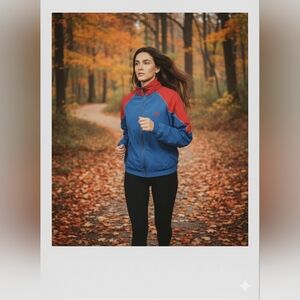 Stylish Blue and Red Women's Bomber Jacket